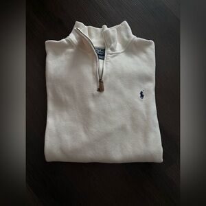 Ralph Lauren Men’s Cream White Polo Half Zip Sweater Pullover Sz XXL